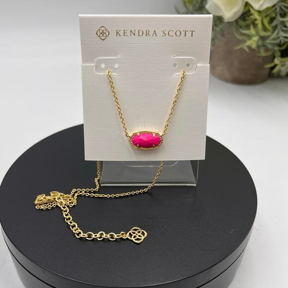 Kendra Scott Elisa Gold Plated Pink Berry Azalea Illusion Pendant Necklace New - Picture 1 of 5
